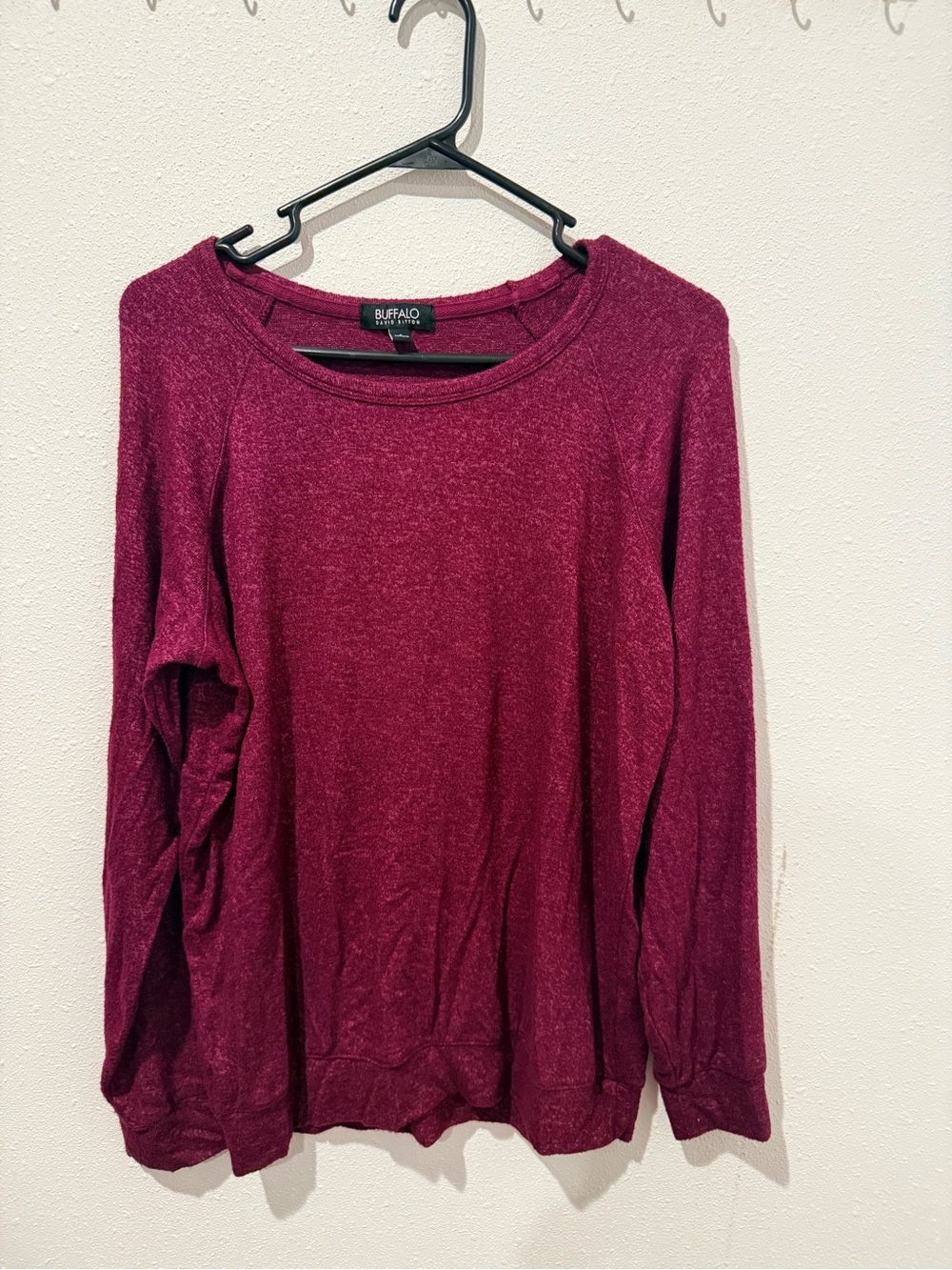 Buffalo David Bitton Maroon Long-Sleeve Crewneck Sweatshirt